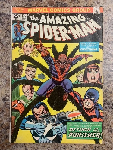 AMAZING SPIDER-MAN #135 ~Aug 1974~ GD/VG ~Tarantula Origin~2nd Full Punisher~MVS