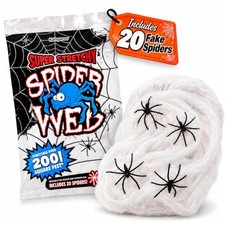 Kangaroo 200 sq. Ft Fake Spider Webs with 20 Fake Spiders for Decorations Spid