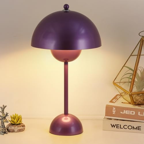 Modern Small Table Lamp for Bedroom, Cute Dome Shade Reflecting Light Reading