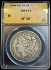 1894-S  Morgan Silver Dollar VF35 ANACS VERY NICE COIN