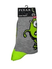 Pixar Men's Novelty Crew Socks 1 Pair multicolor Shoe 6-12 New