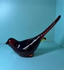 Fenton Ruby Red Amberina Bird of Happiness Glass Figurine Long Tail 6"