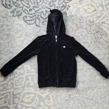 Juicy Couture Y2K Velour Rhinestone Full Zip Hoodie Black Large