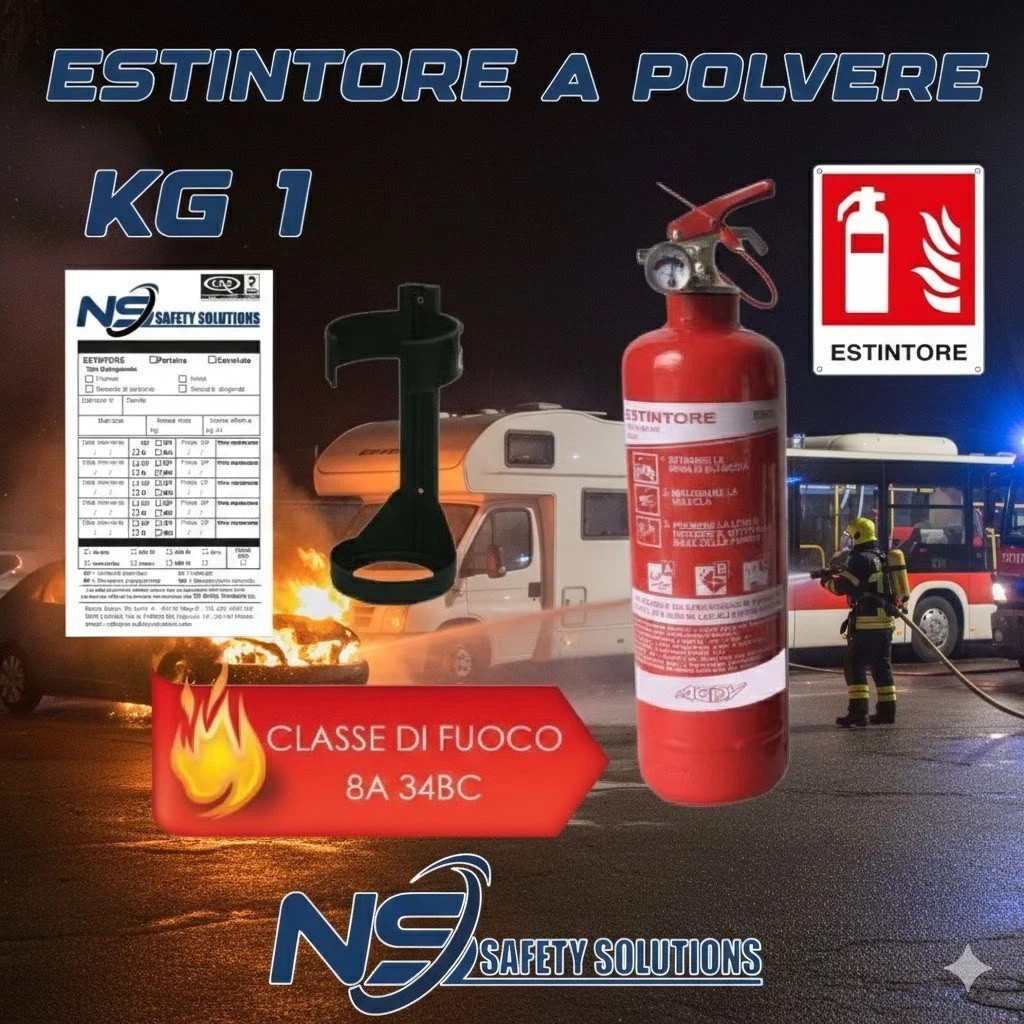 Estintore Polvere ABC 1 Kg 2026 Omologato PED MED per Nautica e Auto