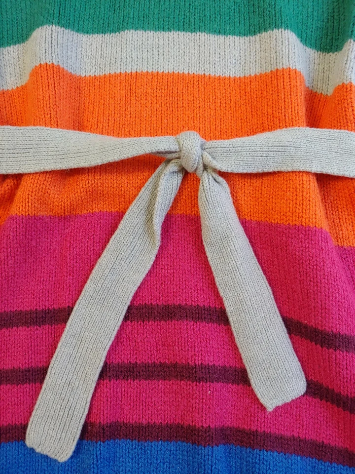 Vestido Suéter Crazy 8 Niñas Talla 4 XS Rayas Cinturón Cuello Alto Colorido Elástico Foto 2 de 4