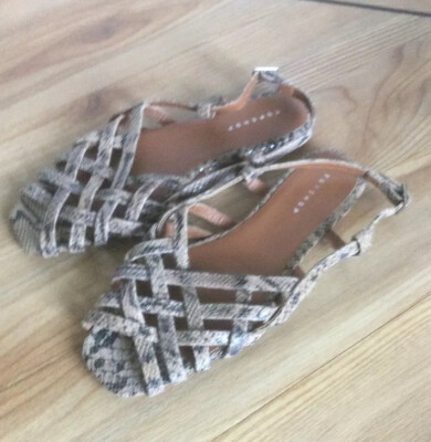 topshop snakeskin effect strappy flat sling back sandals size 5/38 ladies  Shoes UK
