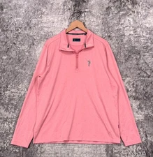 William Murray 1/4 Zip Large Mens Pink Long Sleeve Pullover Golf Sweater
