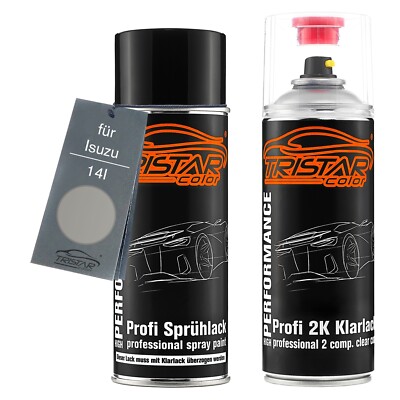 Autolack 2K Spraydosen Set für Isuzu 14I Light Grey Basislack 2K Klarlack