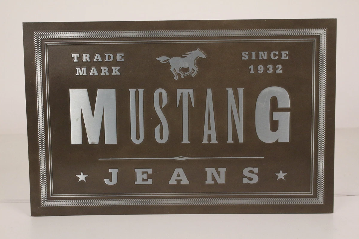 Mustang Jeans Werbeschild Metall Reklame Werbung Trade Mark Since 1932 Pferd