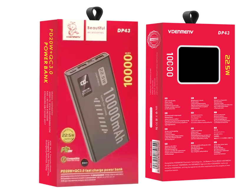 10000mAh Ultra-Compact Power Bank for On-the-Go Charging  