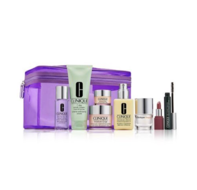 NIB Best of Clinique 8-Pc Gift Set Train Case 5 fullsz DDML+