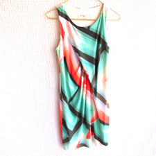 Trina Turk Dress Colorful Dress 6 Packable Ombe Graphic Pink Coral Green
