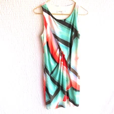 Trina Turk Dress Colorful Dress 6 Packable Ombe Graphic Pink Coral Green
