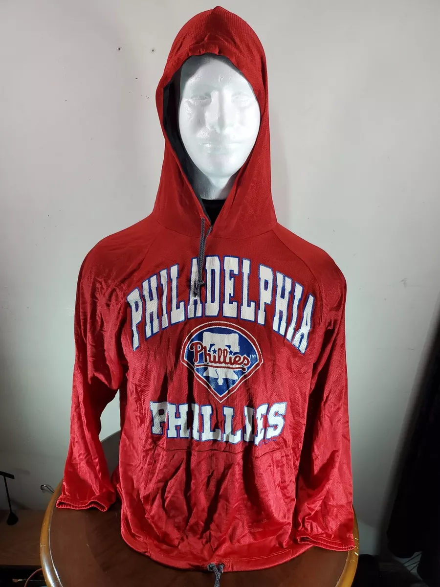 Vintage Philadelphia Phillies Hoodie Mens Large Bike Athletic Nylon