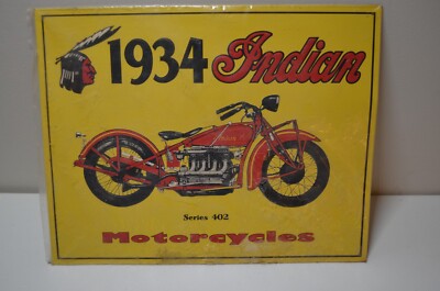 1934 Indian Series 402 Motorcycles Sign 1980's Desperate Sign Co Wadsworth Ohio