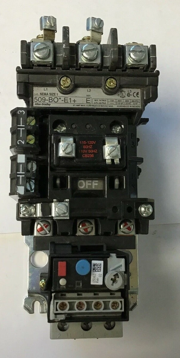 ALLEN-BRADLEY 509-BO*-E1+ SIZE 1 STARTER 120 V COIL W/592-EECC W/595-A  SER.C | eBay