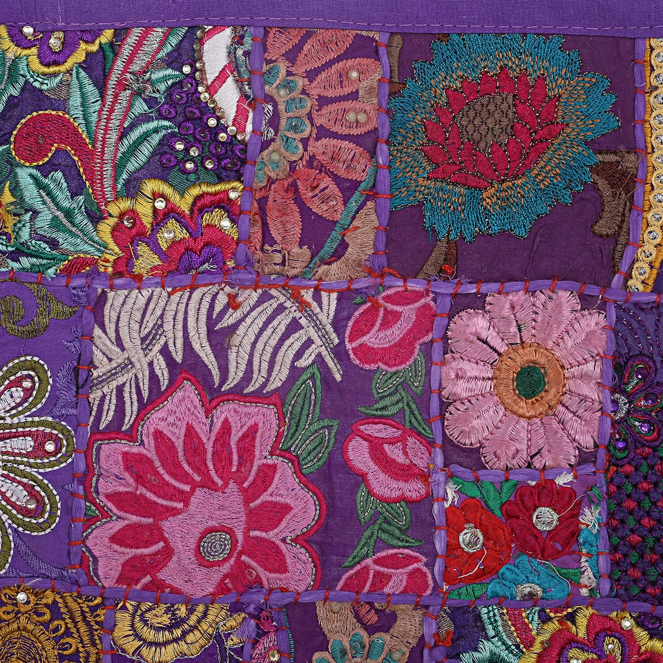 Funda de almohada de algodón con retazos de 24" India ropa de cama sofá funda de cojín tiro Foto 2 de 2