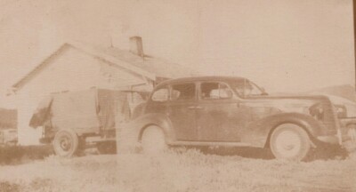 1930s Classic Car Farmhouse Landscape Artistic Point of View