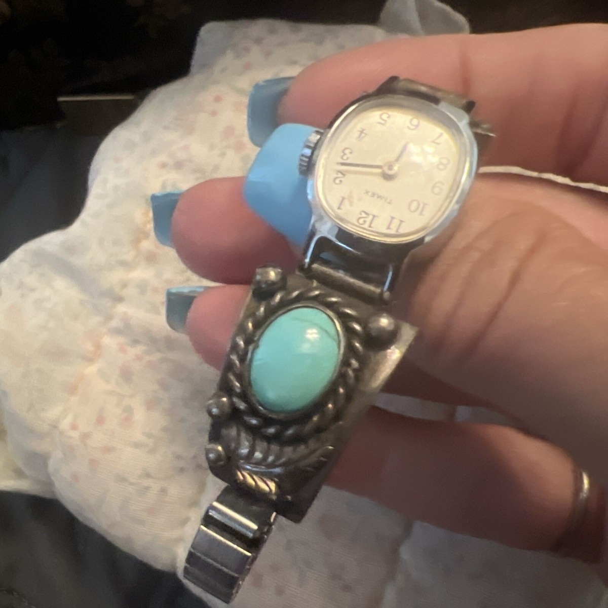 Vintage Timex Sterling Silver Native American Navajo Turquoise