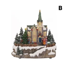 Music LED Light Up Christmas Church House Xmas Gift Table Top Home Decor B/O New
