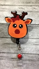 Cute Christmas Reindeer Badge Reel ID Holder Retractable Nurse RN