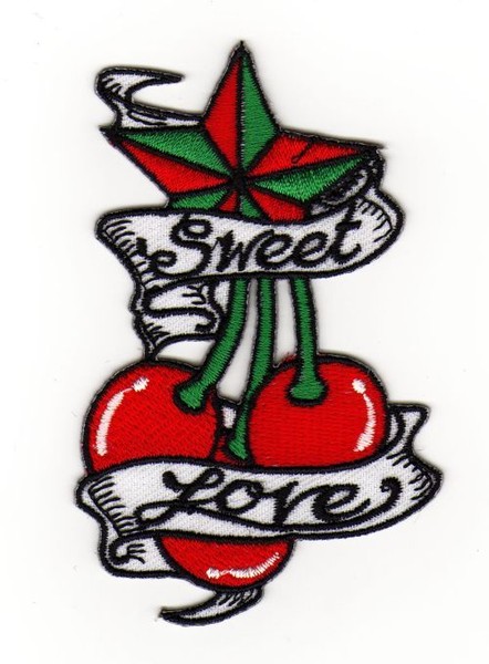 Af56★Kirsche Stern AufnäHer BüGelbild Applikation Patch Rockabilly 5,7 X 9 Cm-image