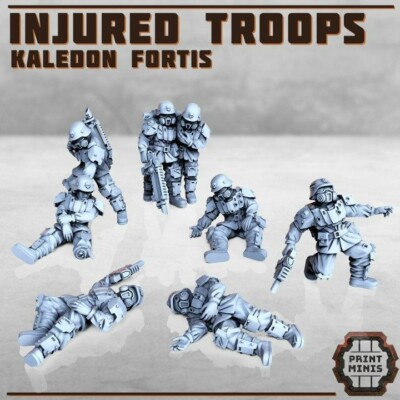 Injured Troops Space Guards Casualites Dead Soldiers Miniature TTRPG Fantasy