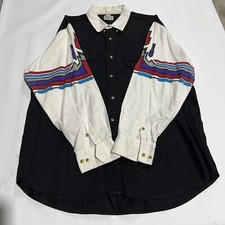 Vtg Western Frontier 90s Rodeo Aztec Button Up Xl