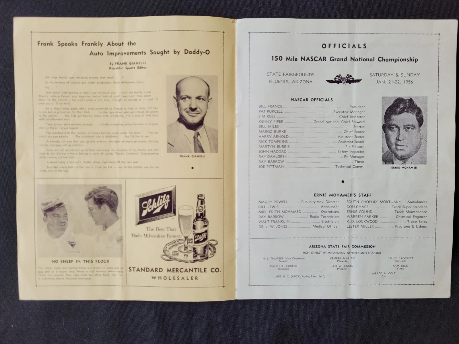 1956 NASCAR Grand National Arizona State Fairgrounds Program, Buck Baker Win #13 - 画像2/7