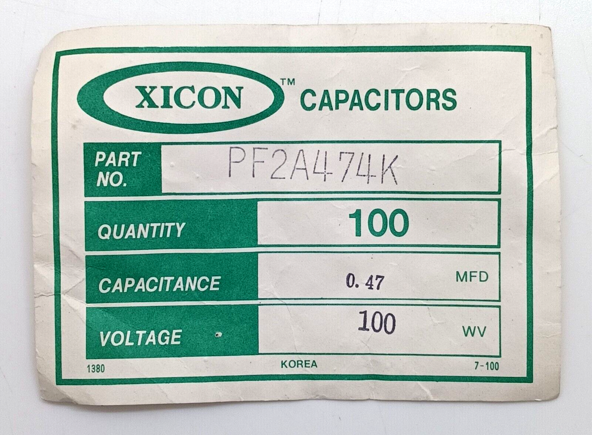 Xicon Capacitor 2A474K 100V 0.47 MFD 5 PC Lot | eBay