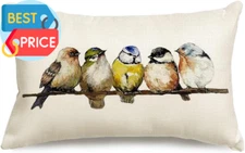 Watercolor Birds Pillows Decorative Throw Pillows 12X20,Hand-Painted Oil Paintin