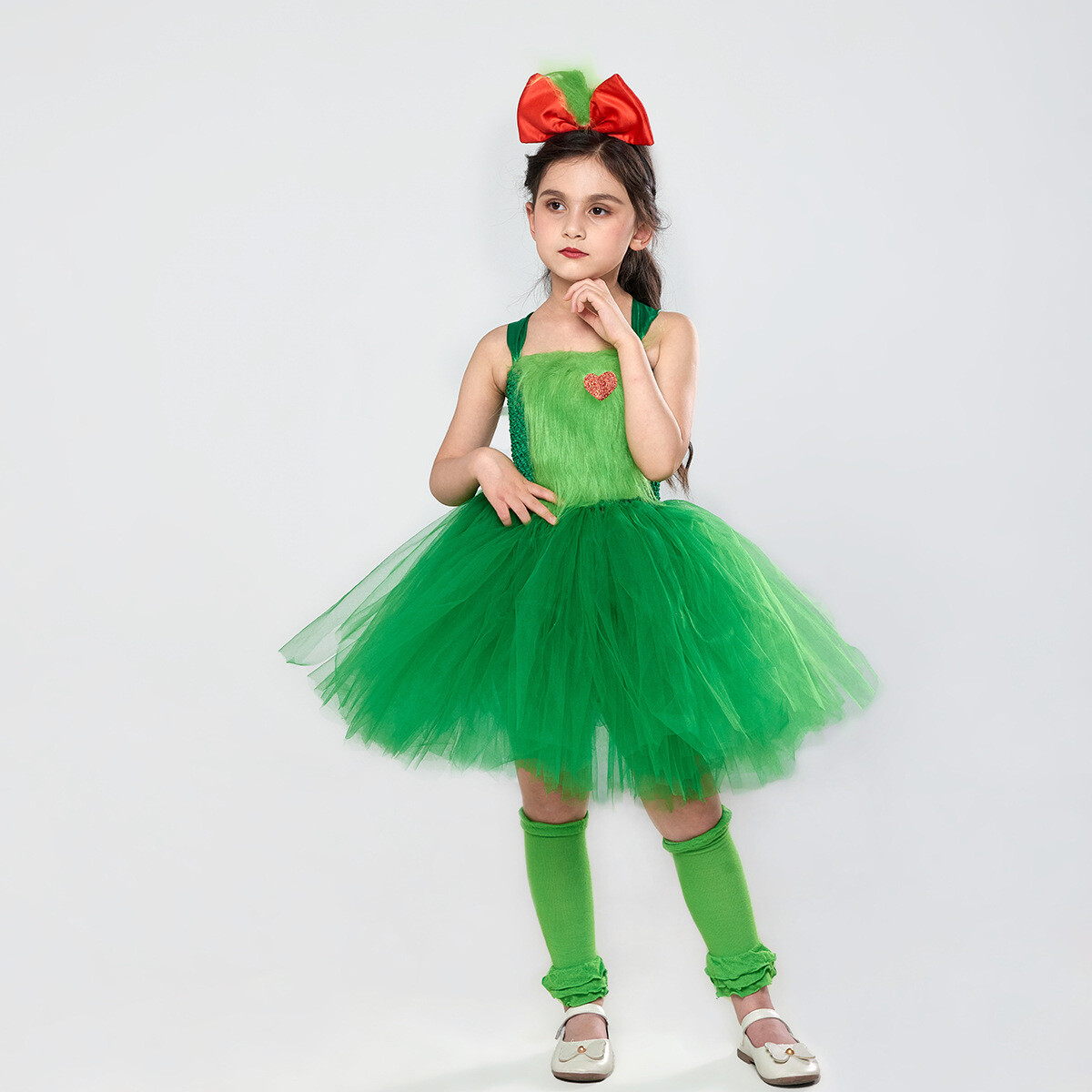 Cosplay Christmas Monster Grinch Kids Dress Halloween Girls Princess Skirt  Suits