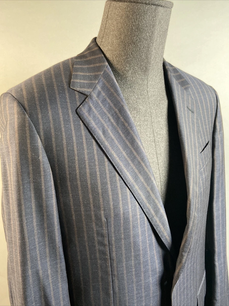 Mabro Uomo Mens Navy Striped Super 180 Wool Italian Suit 38 R 40 R Jacket Pants