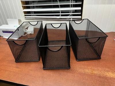 GOLDORCLE Case of 12 Household Wire Mesh Metal Steel Storage Basket Organizer CD Storage