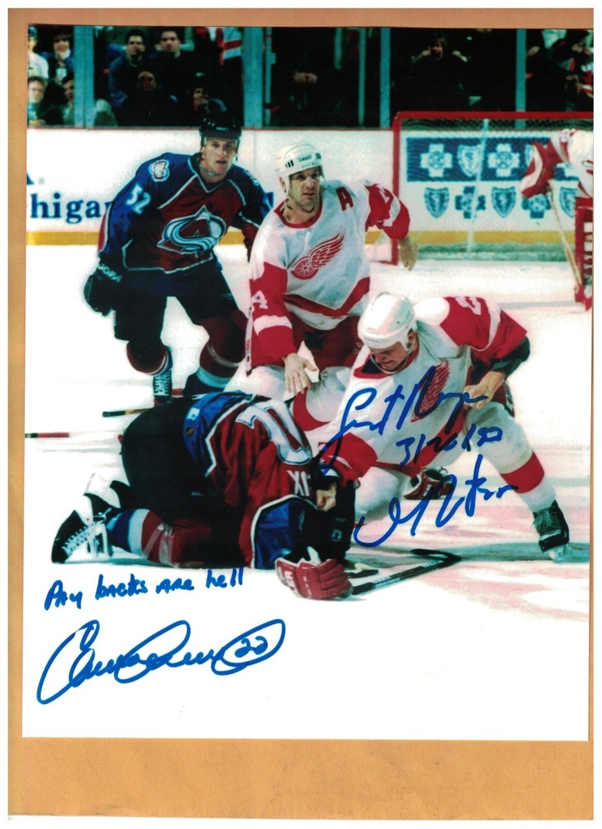 Darren McCarty & Claude Lemieux Red Wings AUTOGRAPHED 8x10 FIGHT
