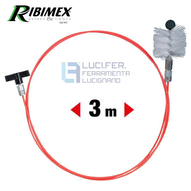 KIT PULIZIA TUBI CANNA FUMARIA STUFA A PELLET SCOVOLO mm.80 ASTA FLESSIBILE MT.3