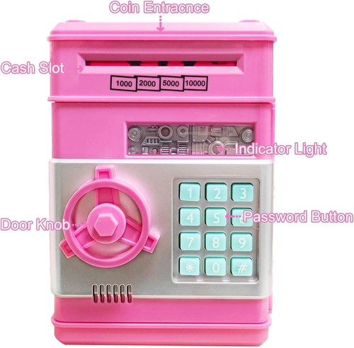 Interactive Kids' Piggy Bank with Password Protection - Best Gift in Deep Pink - 第 4/7 張圖片
