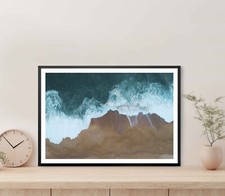 Sea Waves Hitting Sandy Shore Poster Premium Quality Choose your Size