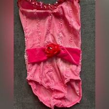 costume gallery Girls dance leotard one piece, pink sleeveless outfit-Medium