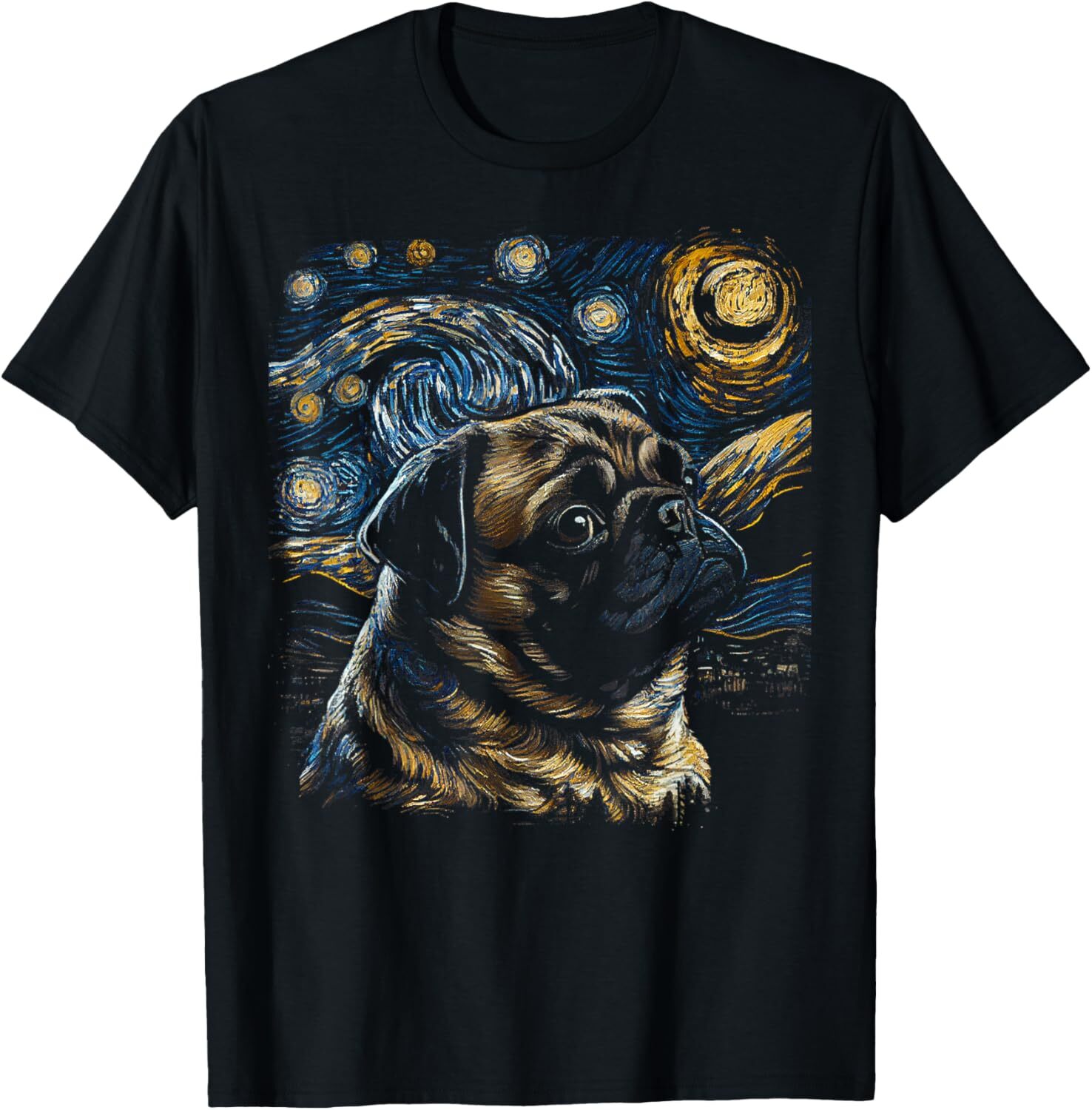 Pug Dog Starry Night Dogs Lover Gifts Graphic T-Shirt Hoodie