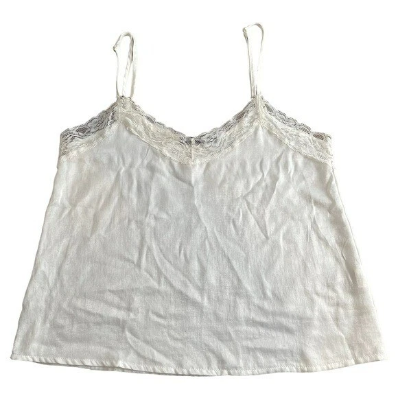 Y2K Brandy Melville White Lace Camisole Top Size M Satin Sexy Tank Top  Strappy