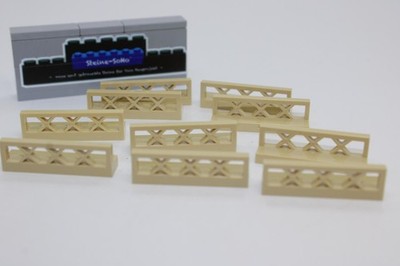 Lego (c) 10x Gitter, Zaun, Absperrung - 1x4x1 tan / beige - 3633 - fence barrier