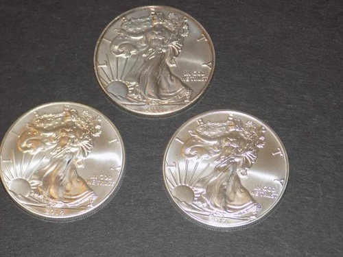 3/Lot WALKING LIBERTY AMERICAN EAGLE .999 FINE SILVER DOLLAR COIN 1oz. $1 USA