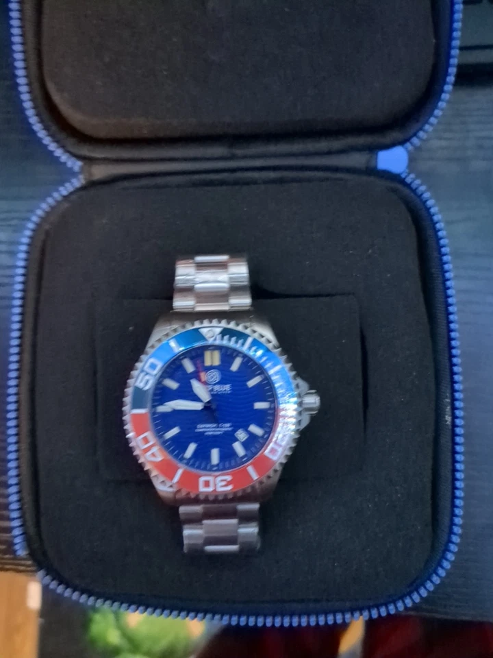 T-100 Commander Tritium Automatic Blue Dial Pepsi Bezel Men's Watch - Image 4 of 4