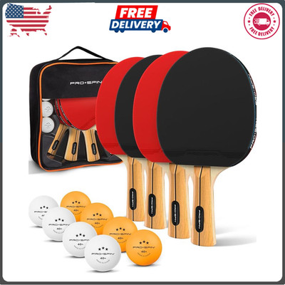 PRO SPIN Ping Pong Paddle Set, High-Performance Rackets & 3-Star Balls with Case