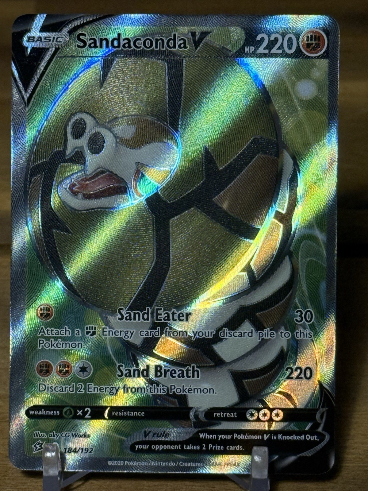 Sandaconda V Full Art 184/192  Rebel Clash Pokemon Card - NM