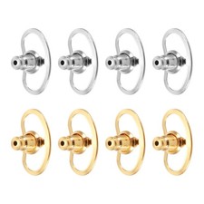 Pack of 8 Earring Backs Support Lifter with Locking Silver/Gold