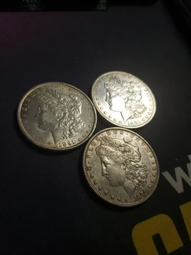 1879 P 1891 P & 1901 O Toned $1 Morgan Silver Dollar Lot Collection Coin AU UNC