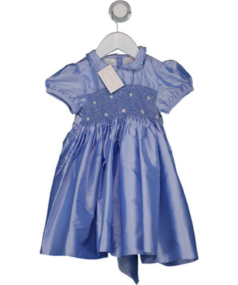 Annafie Kornblumenblau 100 % Seide bestickt Hängerchen Details Anlass Kleid 2 Jahre
