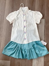 Embroidered Flowers blouse and green skirt set for girls
